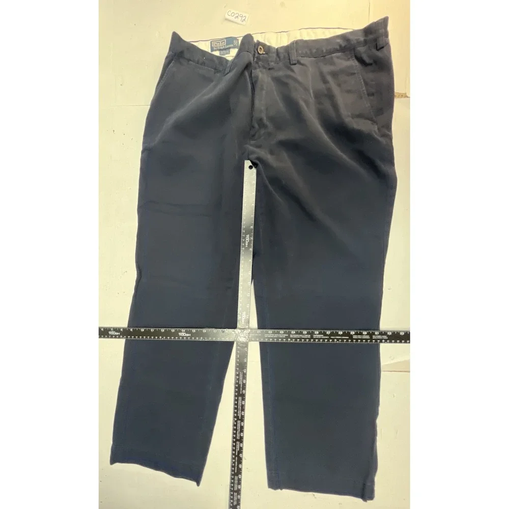 Polo Ralph Lauren Preston Pant Mens 38x29 Navy Blue Cotton Chino Trousers